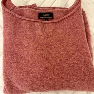 Quince Women's Mongolian   Cashmere Boatneck Sweater in Rose pink